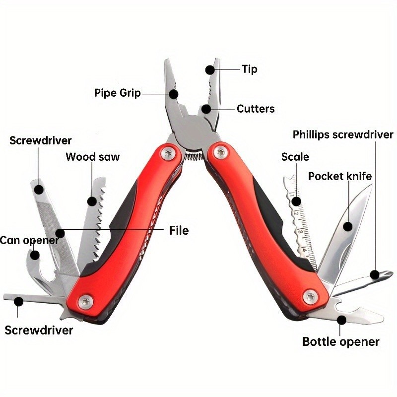 Outdoor Survival Tool 12 in 1 Folding EDC Kit Pocket Multi Tool Stainless Steel