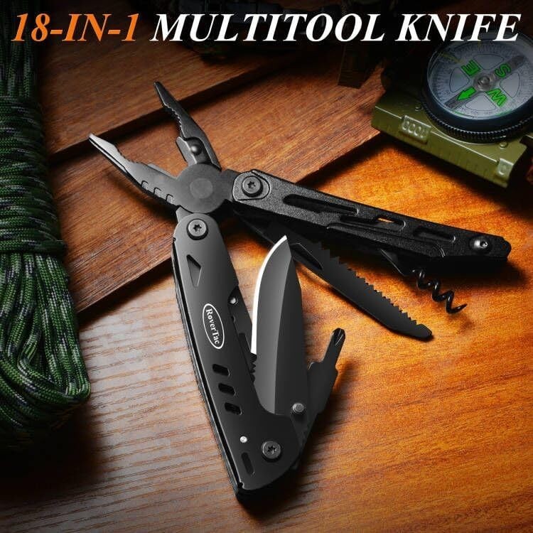 18-In-1 Multitool Pocket Knife with Pliers, Saw, Corkscrew & Detachable Scissors