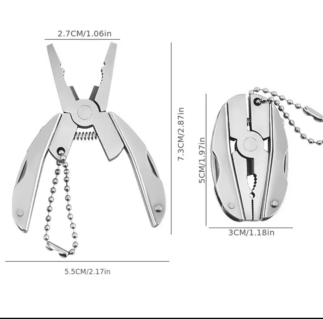 Mini Keychain Multi-Tool Pliers EDC Pocket 7-in-1 Stainless Steel Survival Tool