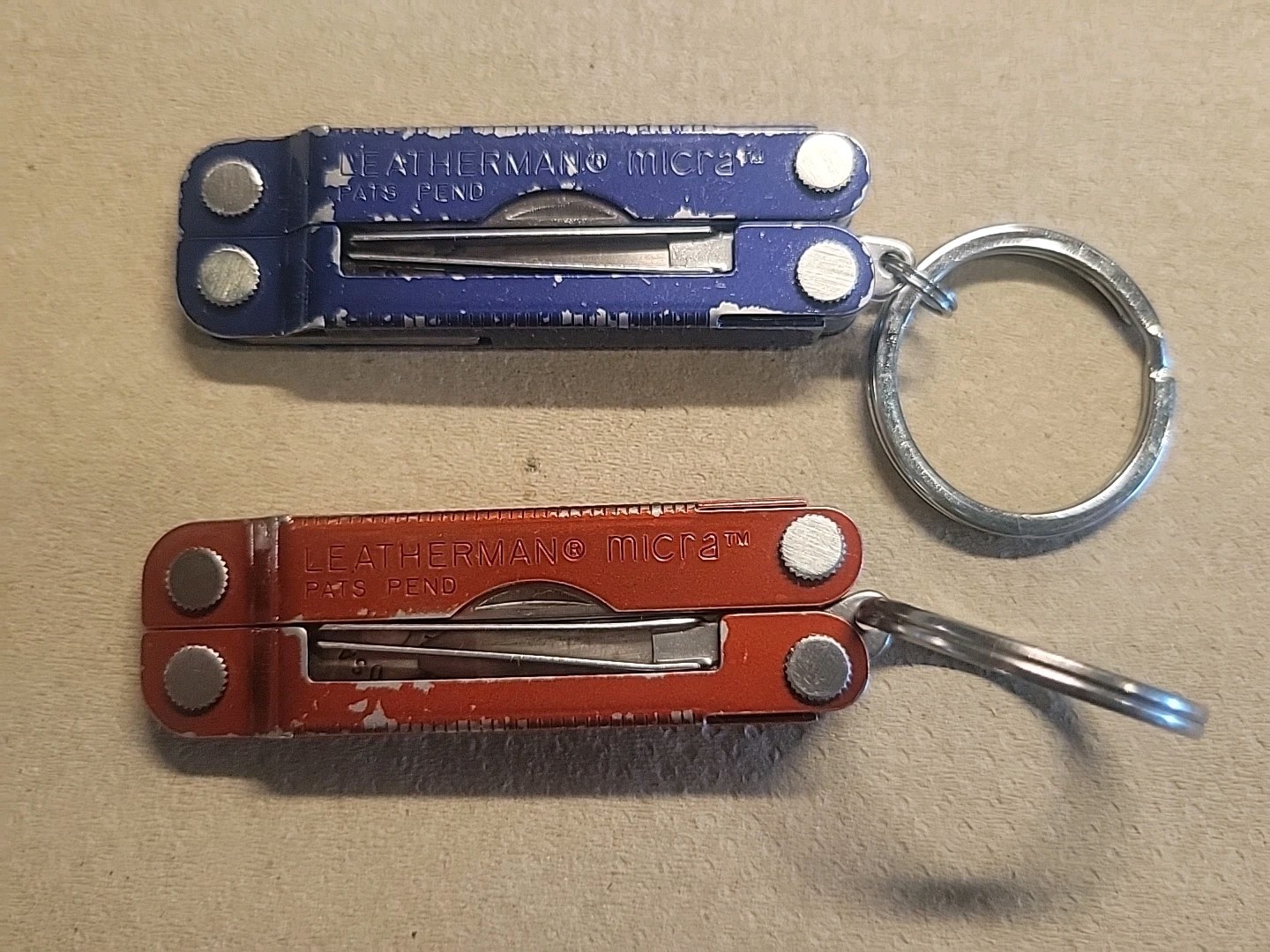 2 Leatherman Micra Multi Tool Blue Red Good Condition All Working Tools Lot C