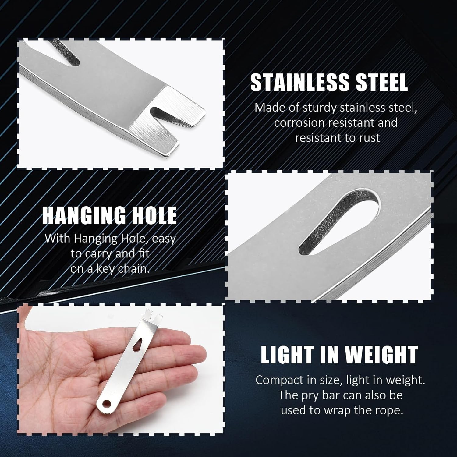 4 Pcs Mini Pry Bar, Pocket Stainless Steel Pocket Crank Crowbar Small Prybar EDC
