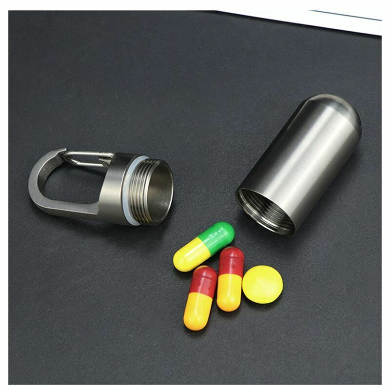 Titanium Keychain Waterproof Box Integrated Medicine Pill Box EDC Survival Boxes