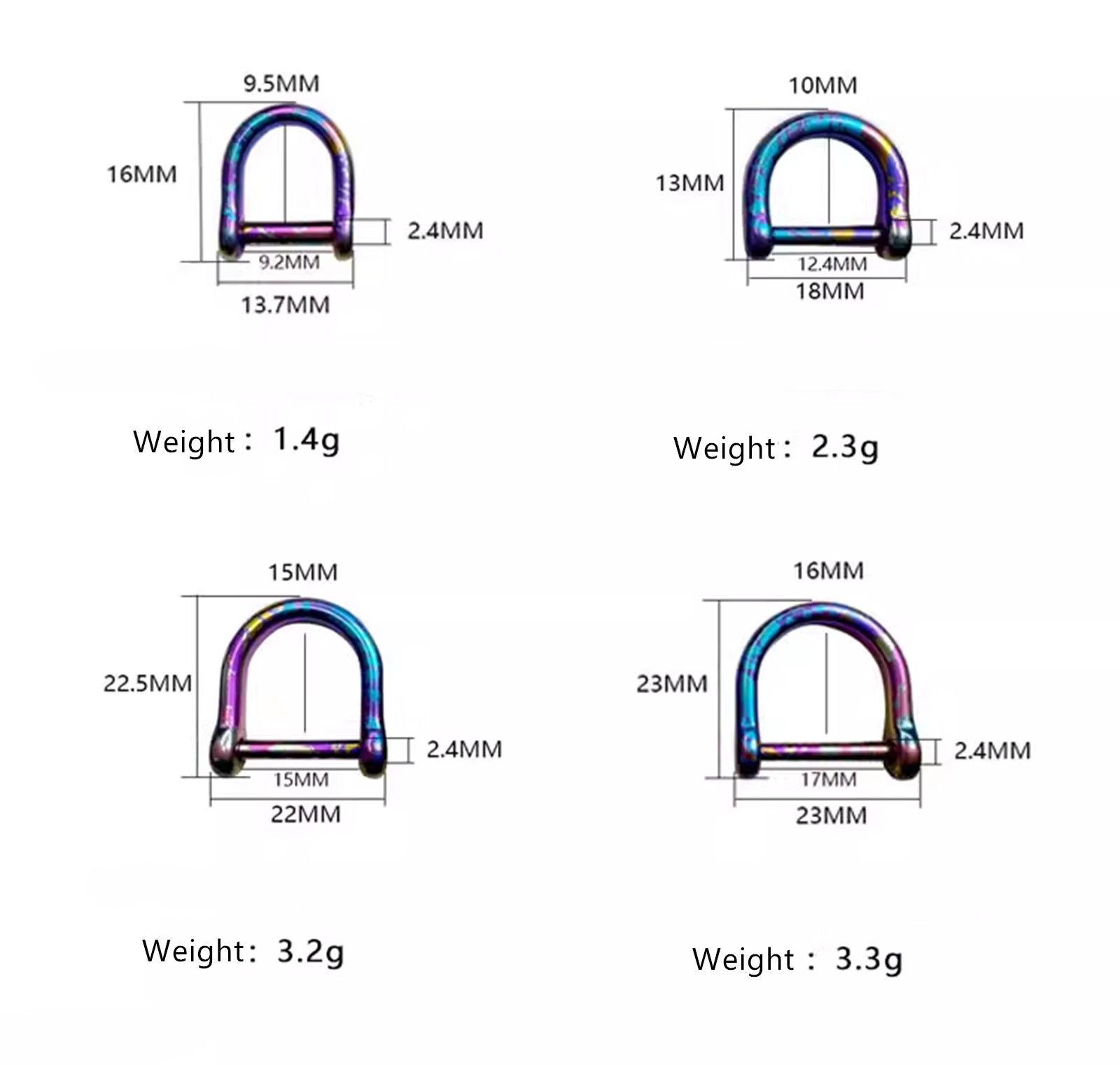 Titanium Alloy D Key Ring Screw Shackle Car Keychain Colorful Horseshoe Buckle