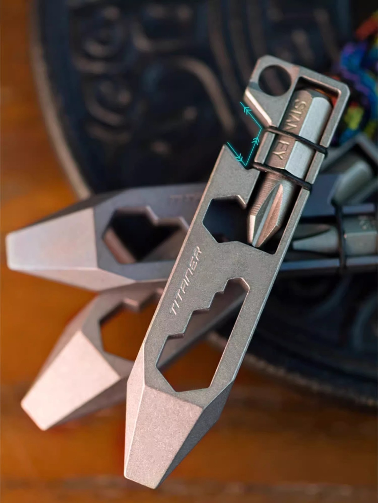 CNC Laser Engraved Titanium Alloy Multi Tool Compact EDC Pry bar – Blue/Grey