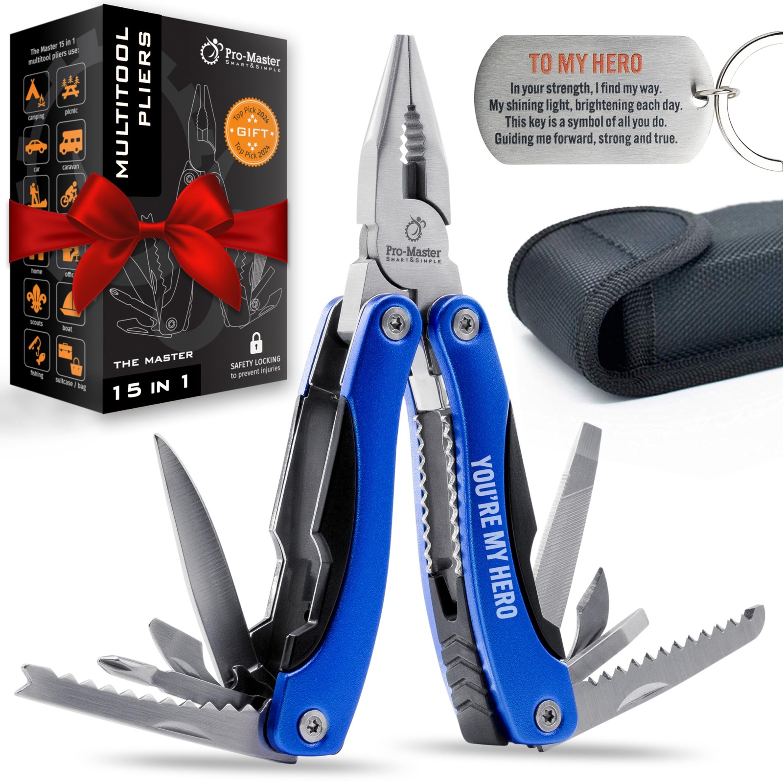 My Hero 15in1 Multitool Gift For Men Multi Tool Pliers With Safetylocking And Sh