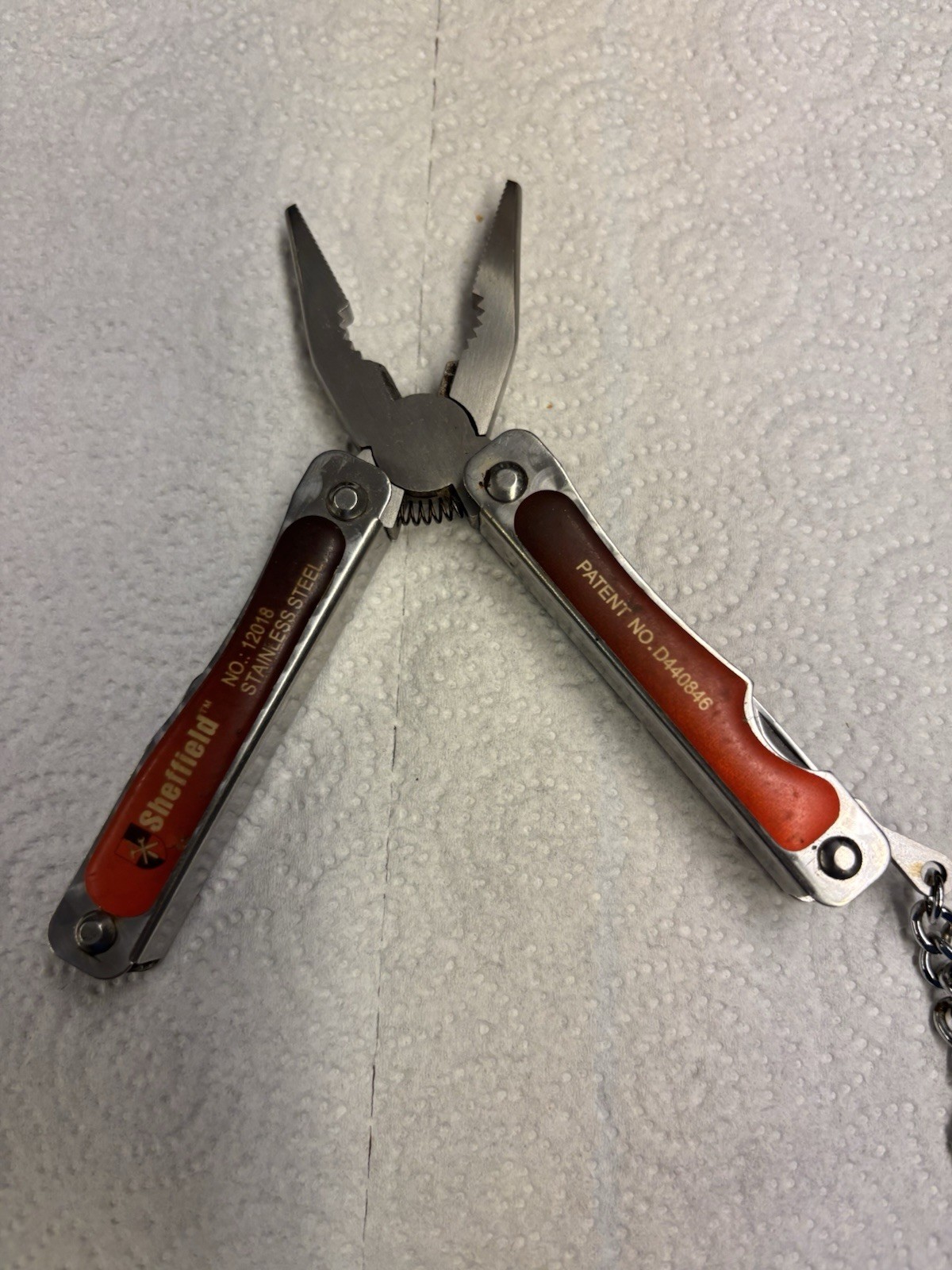 Sheffield 12018 Stainless Steel 8-in-1 Multi-Tool Pliers Knife Scissors Lanyard