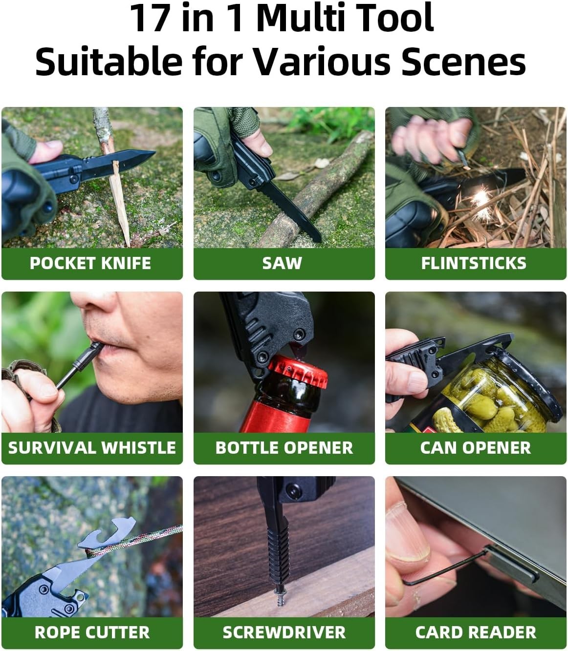 Multitool Knife 17-in-1: Lightweight Camping Essential with Comfortable Grip