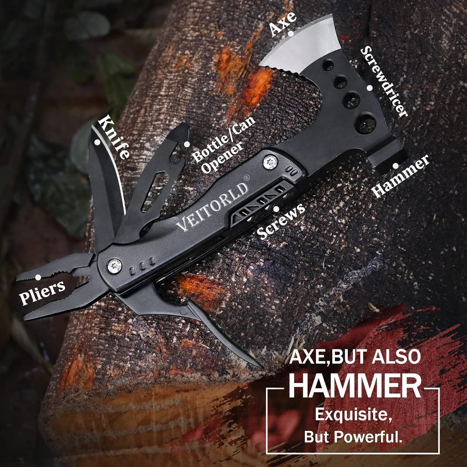 Versatile Multitool with Axe & Hammer – Stylish Presents for Outdoor Adventurers