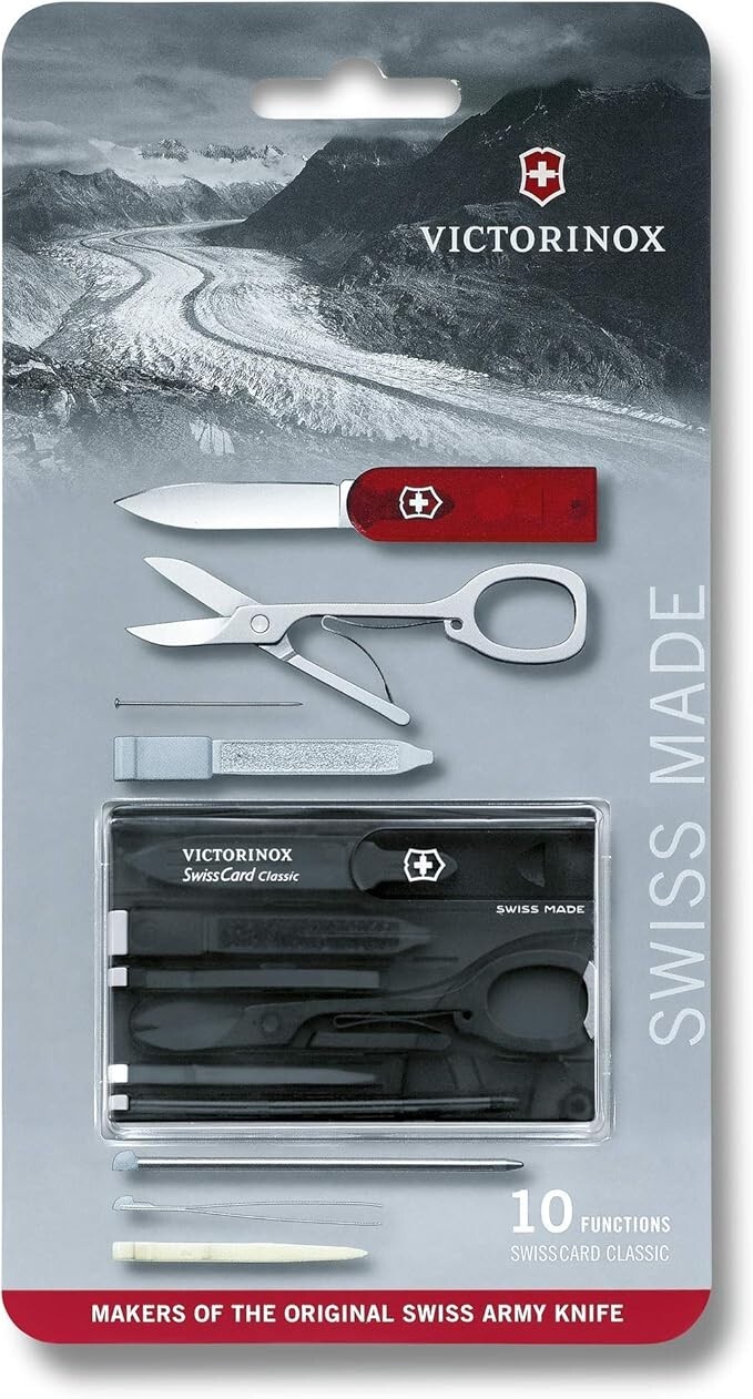 Victorinox Swiss Card Classic Transparent Black in Blister Pack NEW