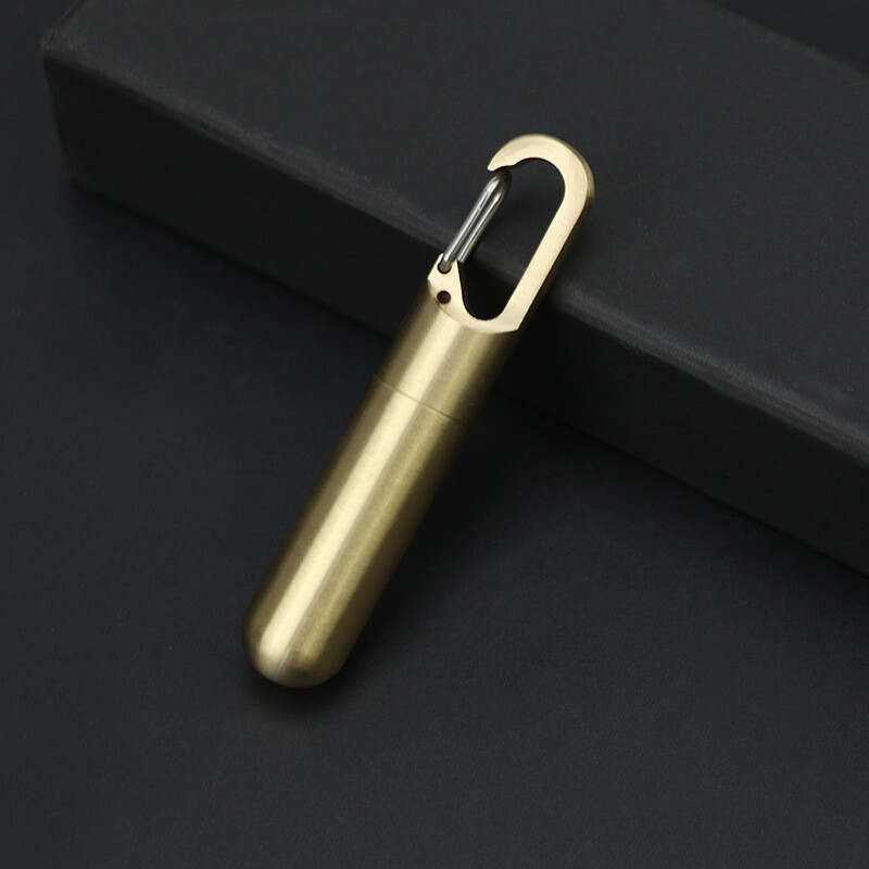 Brass Keychain Survival Waterproof Box Integrated Medicine Pill Box EDC Tool Box