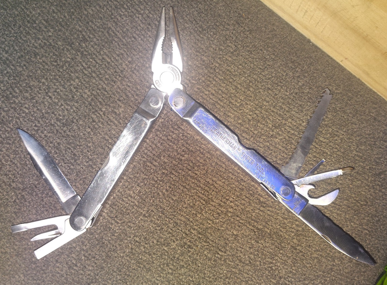 Original Vtg Leatherman Super Tool Pat. Pending w/leather Sheath #0201 CLEAN ++