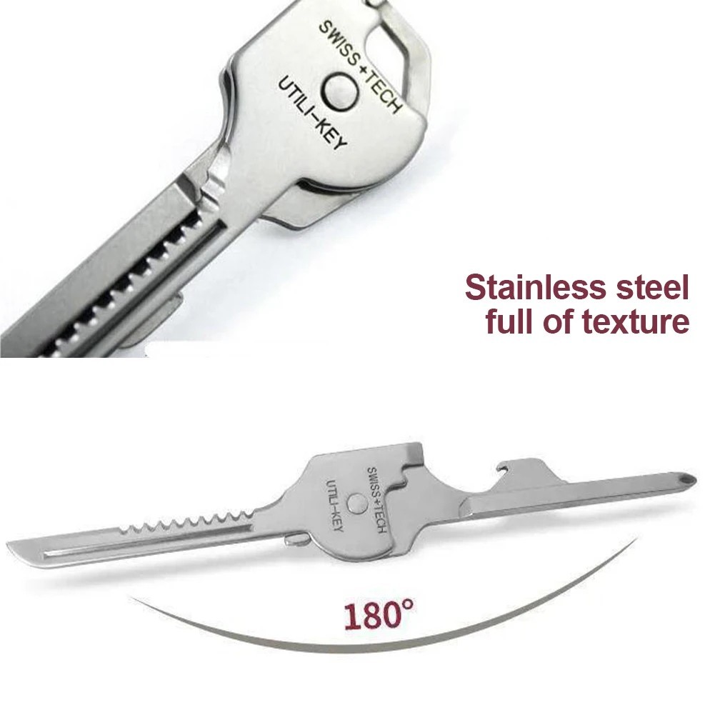 SWISS+TECH Utili-Key 6-in-1 Key Ring Chain Multitool Stainless Steel Pocket Tool