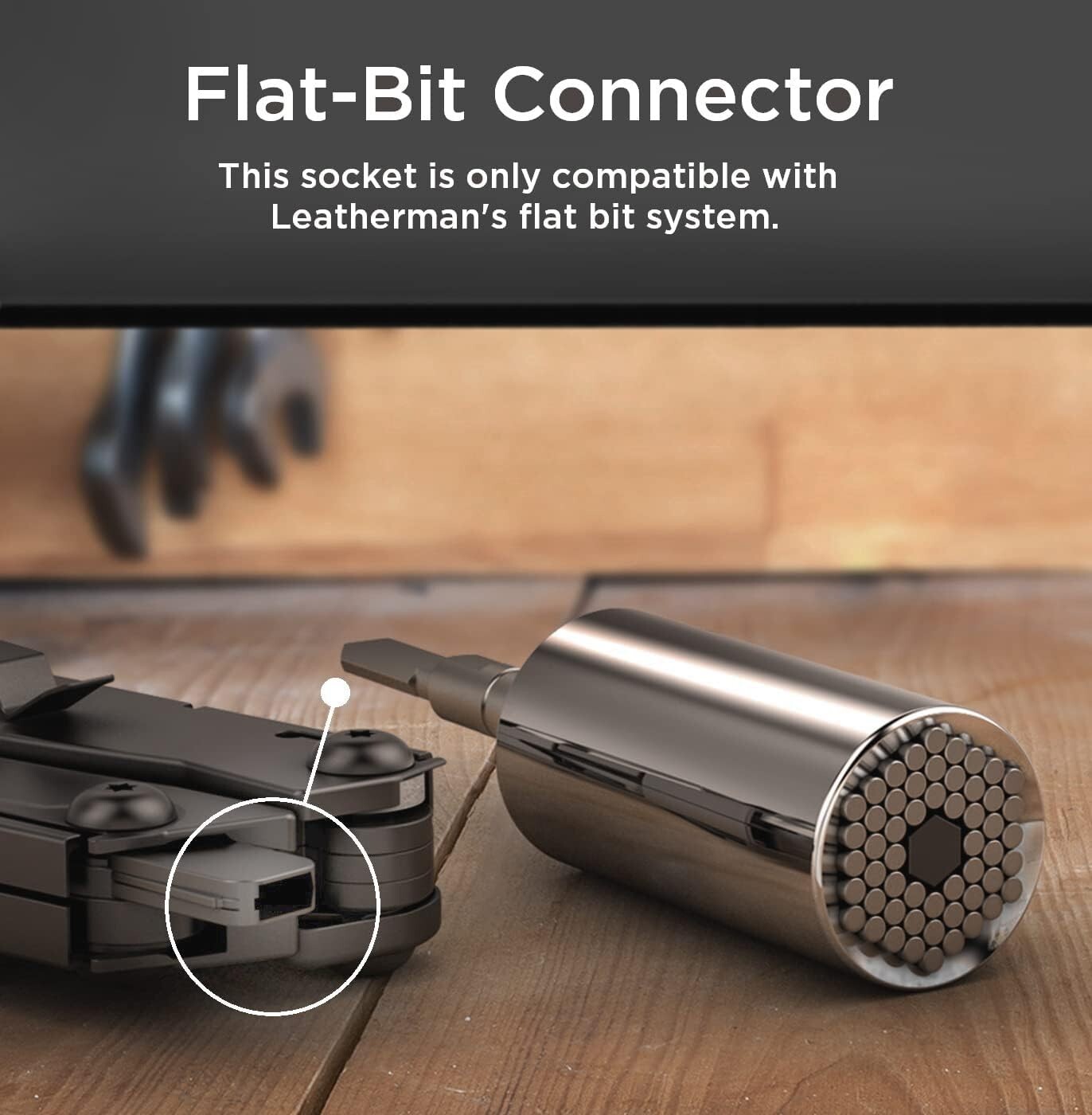 Universal Socket Adapter Compatible W/ Leatherman Flat Bit Multi-Tool Accessory