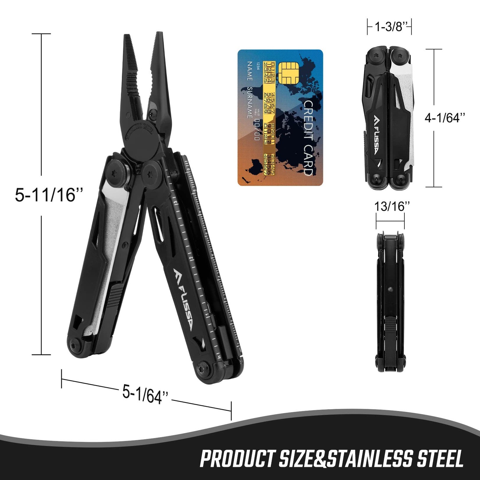 Multitool, 16-in-1 Multitools with Sheath, Stainless Steel EDC Multitool, Poc…