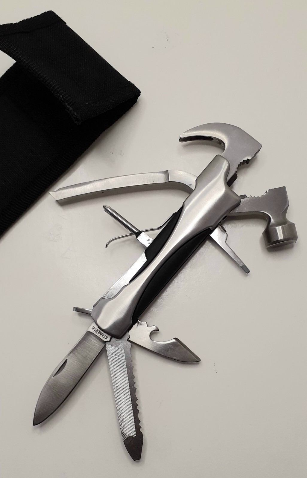 14-in-1 Hammer Multi-Tool Stainless With Nylon Belt Loop Case