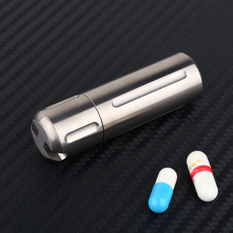 TA2 Titanium Waterproof Pill Container Case Holder Box Keychain Outdoor EDC Gift