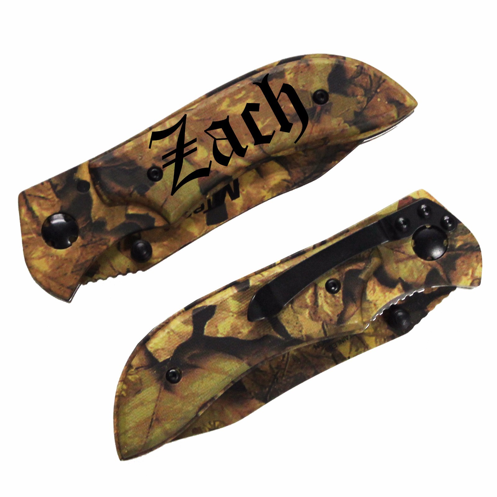 Personalized Leaf Camo Pocket Knife – Groomsmen, Bachelor, Wedding Party Gift