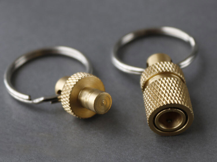 Solid Brass Insert Buckle Gimbal Ring Portable Double Keychain Pendant EDC Tool