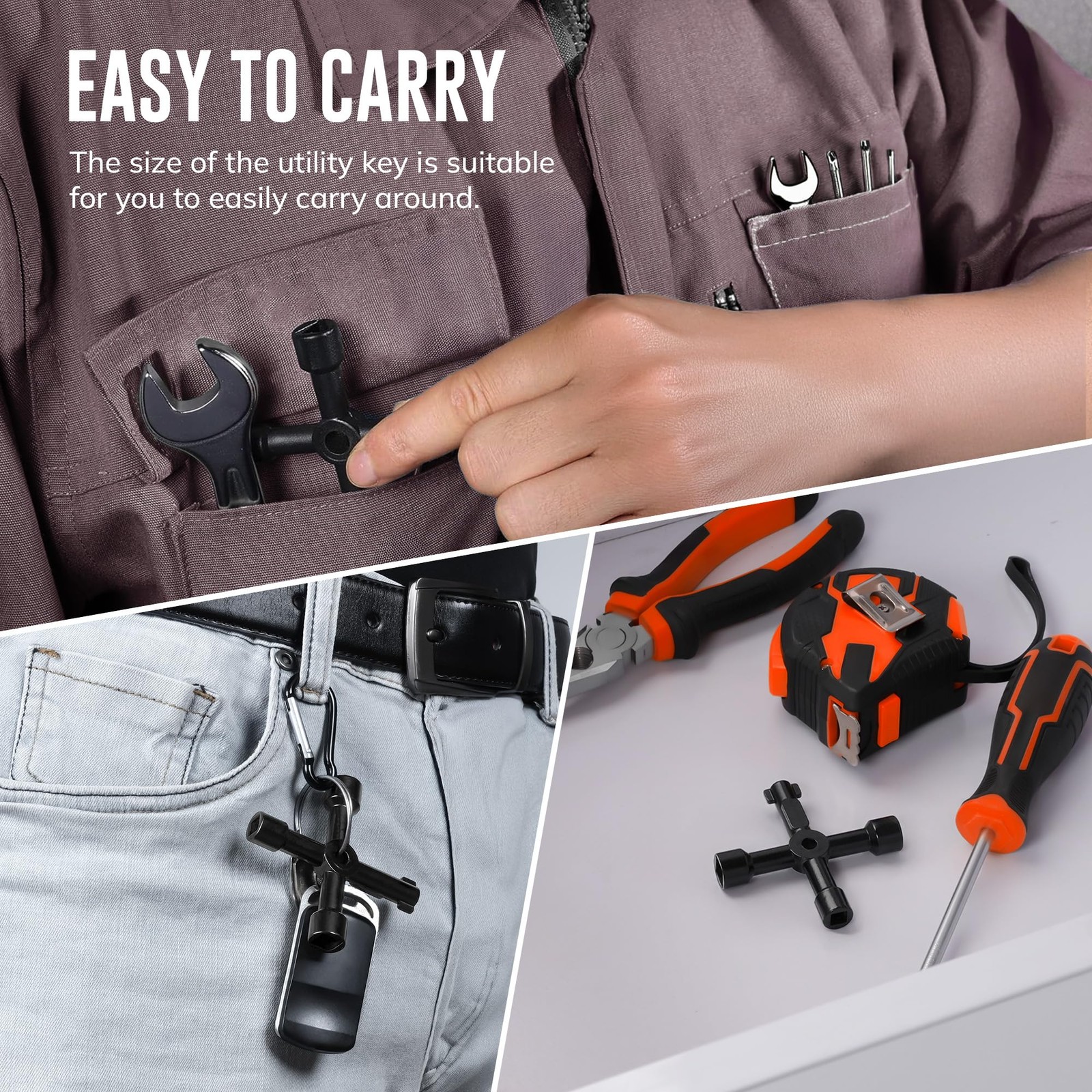 4 Way Multi-Function Key, Black Meter Key, Triangular, Square…