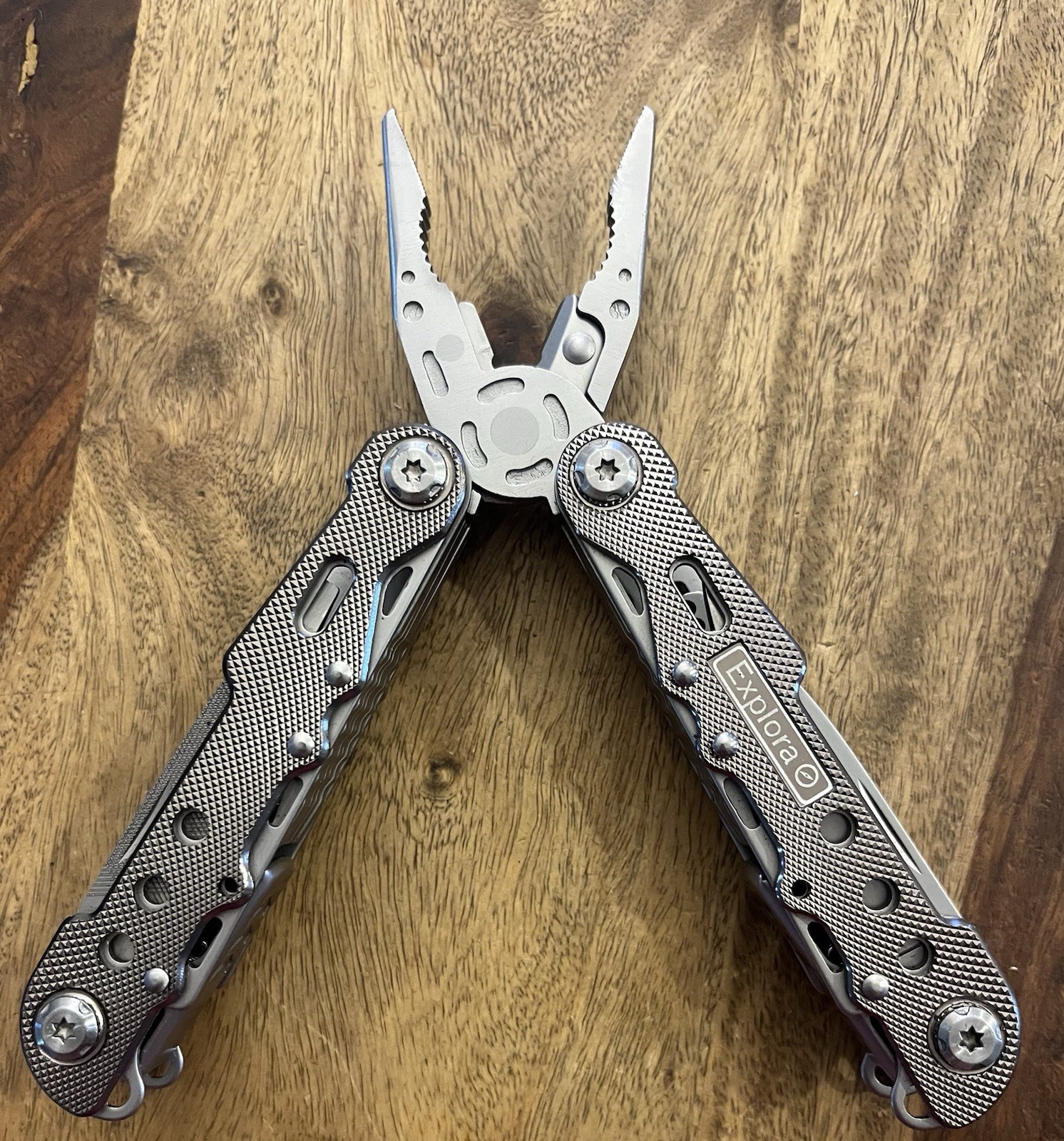 Explora Multitool Stainless Steel Knife Saw Pliers Etc. wSheath