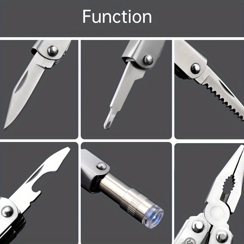 Folding 8-in-1 Outdoor Multi Tool Stainless Steel Pocket Knife Multitool Pliers