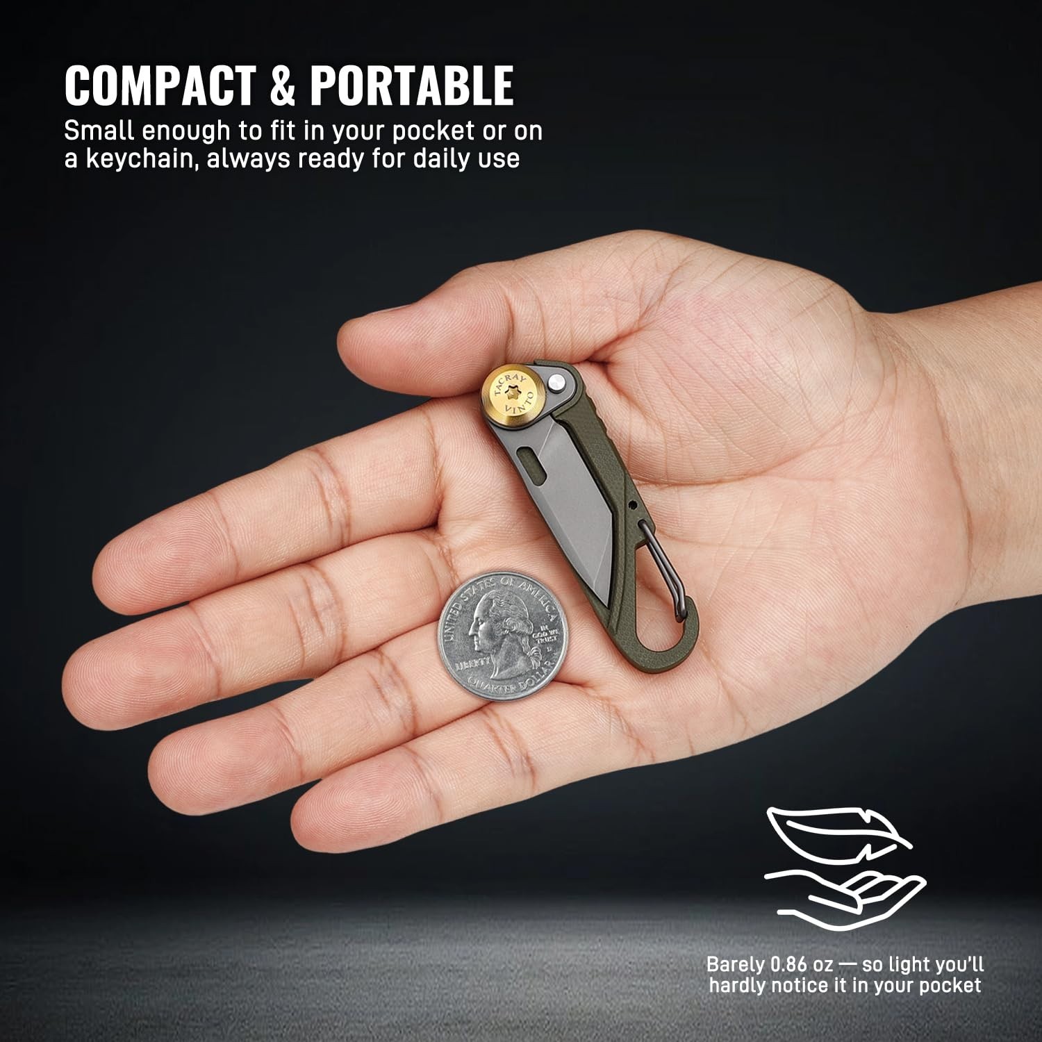 5-in-1 Compact Pocket Knife Multitool – Utility Knife, Seatbelt Cutter, Bottle O