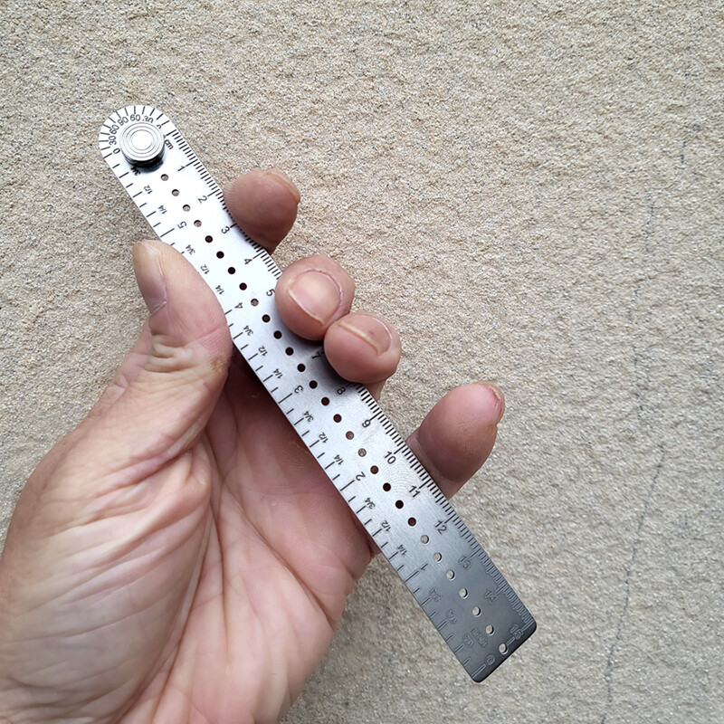 TC4 Titanium Alloy Ruler Compass Protractor Scale CM Inch Keychain Portable EDC