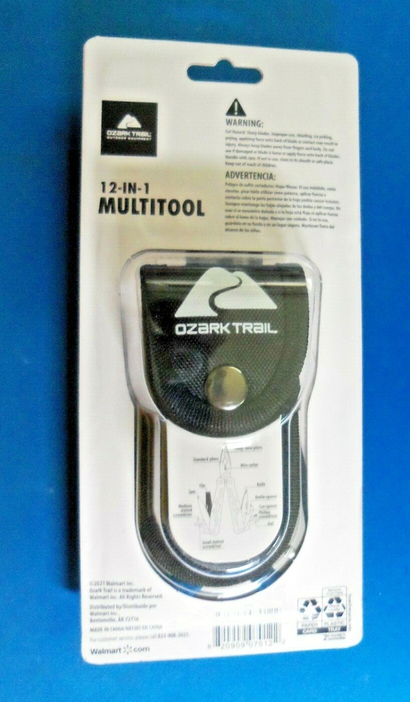 Ozark Trail 12-In-1Multi Tool Camo Pliers Wire Cutter Screwdriver Knife W/Sheath
