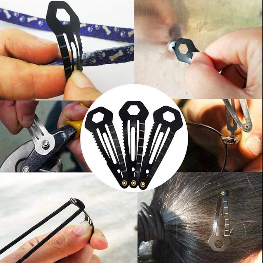 Military Army Survival Escape Multifunction Tool Knife Spy Hair Clip Pin Wrench