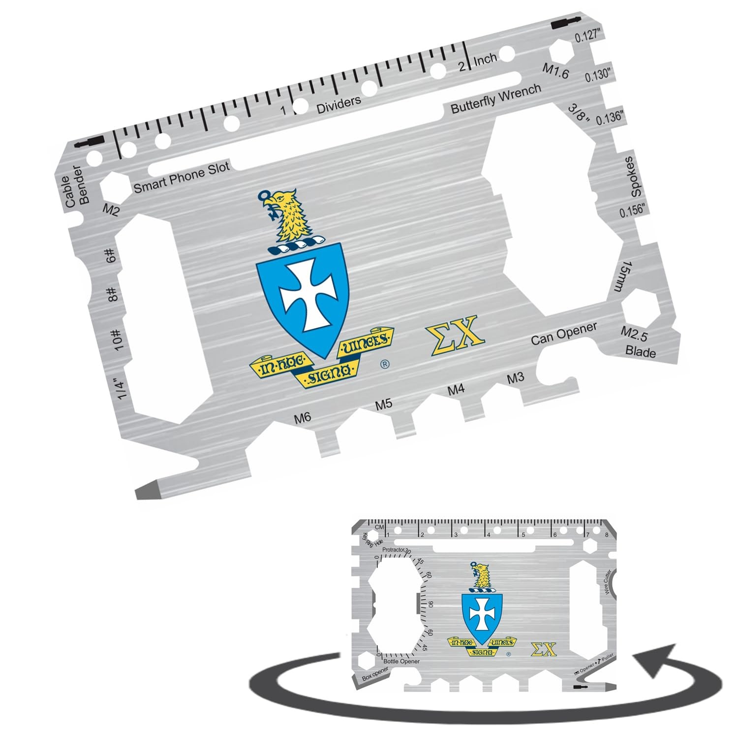 Sigma Chi Fraternity 46-in-1 Pocket Multi-Tool Card with Inch Ruler – Surviva…