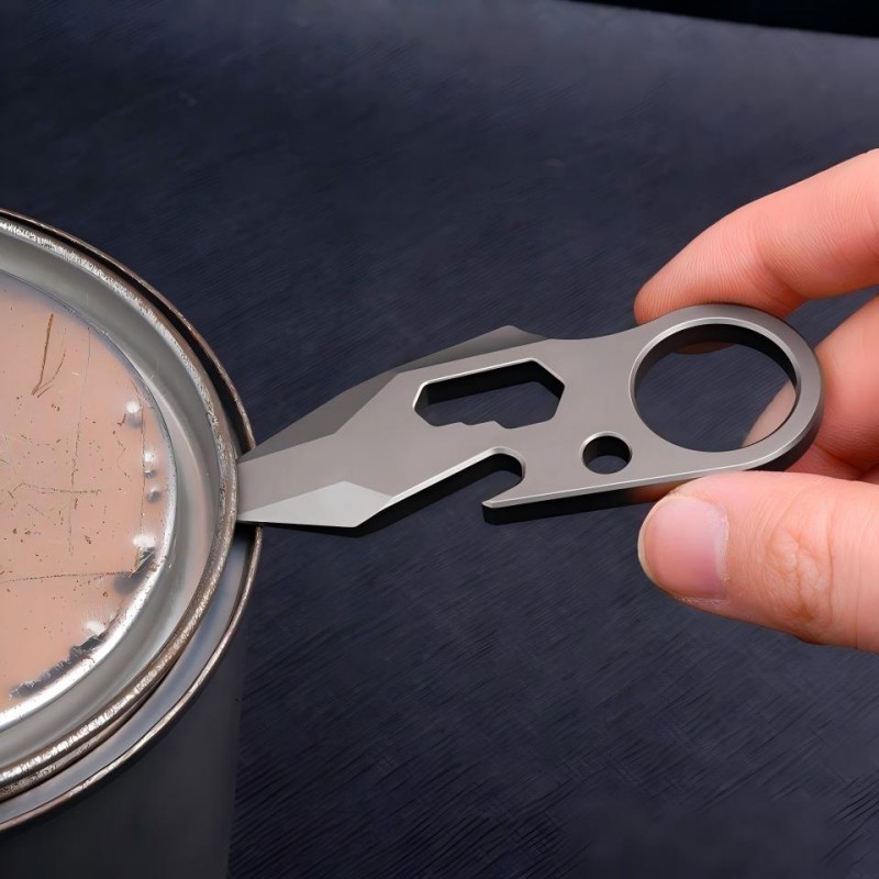 Titanium Pry Bar Crowbar Bottle Opener EDC Outdoor Pocket Multi Tools Keychain