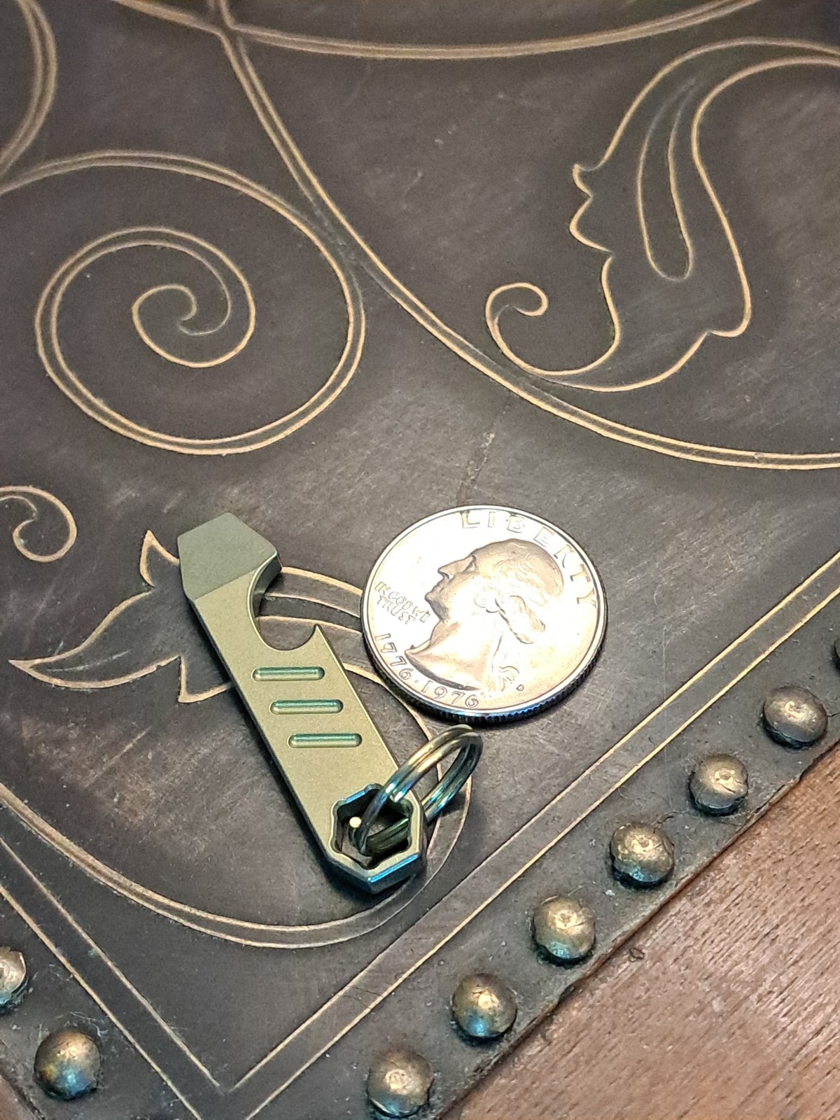 Mini EDC Anodized Gold Titanium Keychain Bottle Opener