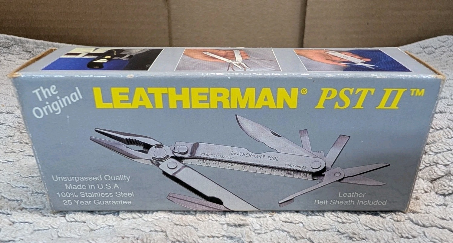 Vintage Leatherman PST II Multi-Tool With Original Box Leather Sheath Manual