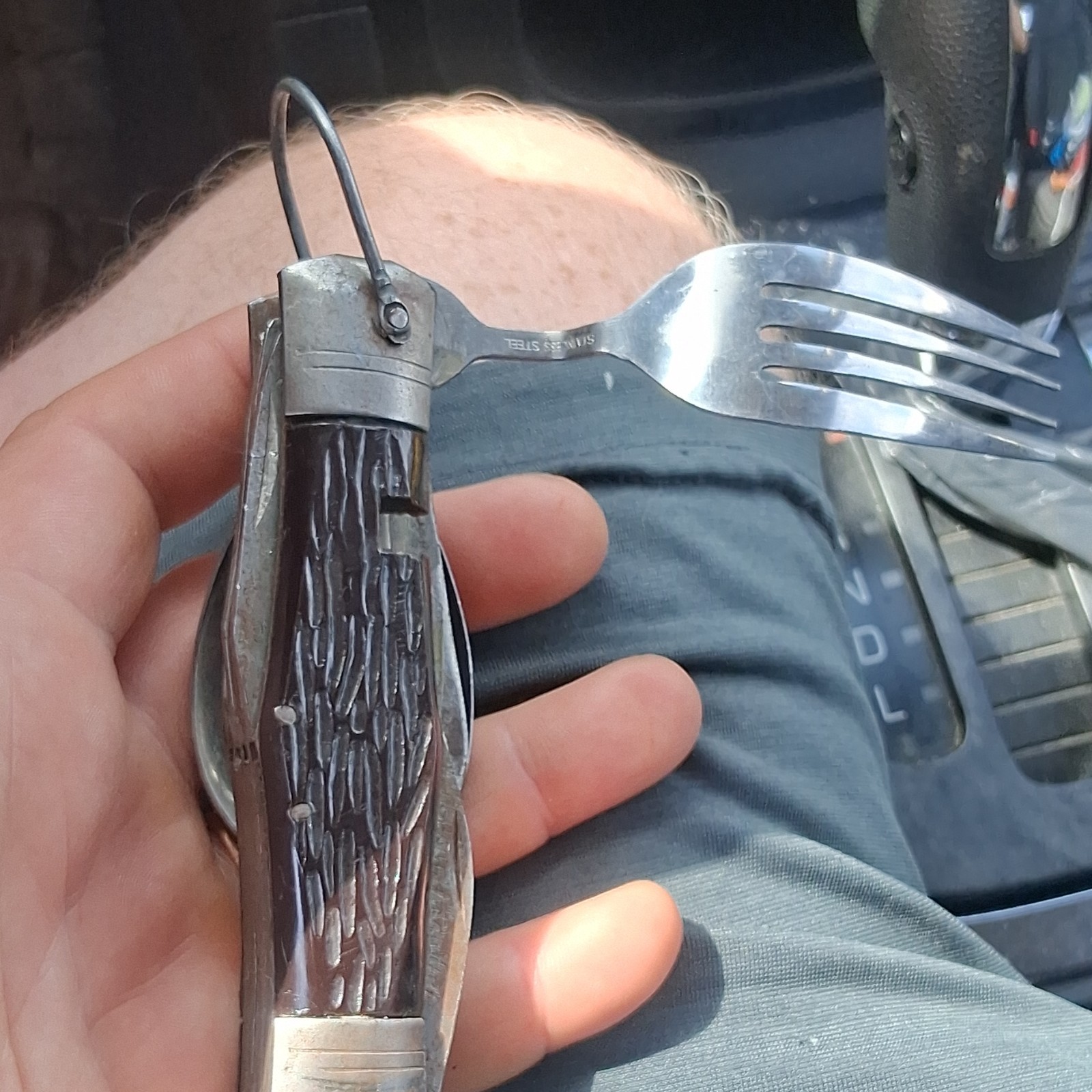 antique Foldable 6-in-1 Camping Brown/Silver knife