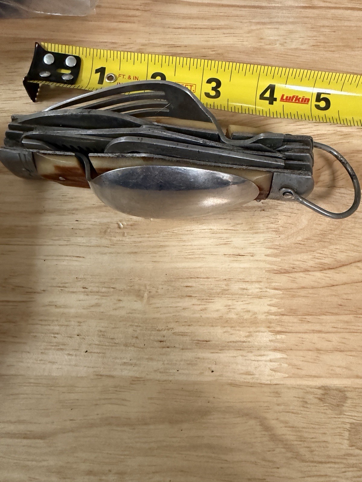 Multi Tool Survival Camping Knife Vintage Fork Spoon Cork Screw