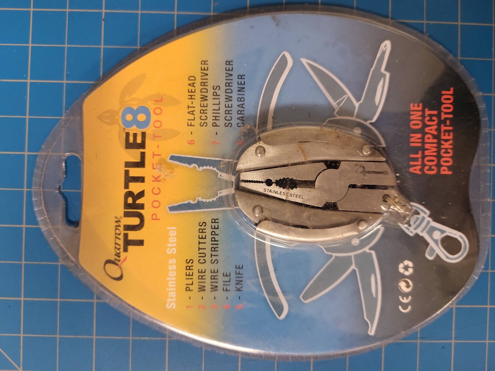 Quarrow Turtle8 Stainless Steel Compact Multi-Tool Keychain 8-in-1 Pocket Tool E