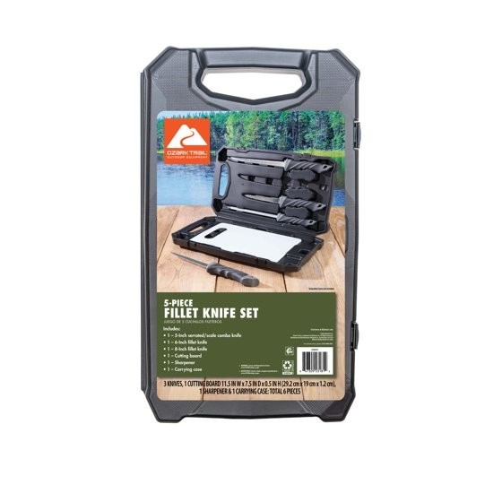 Ozark Trail 5-Piece Fish Fillet Knife Set with 6 in and 8 in Blades