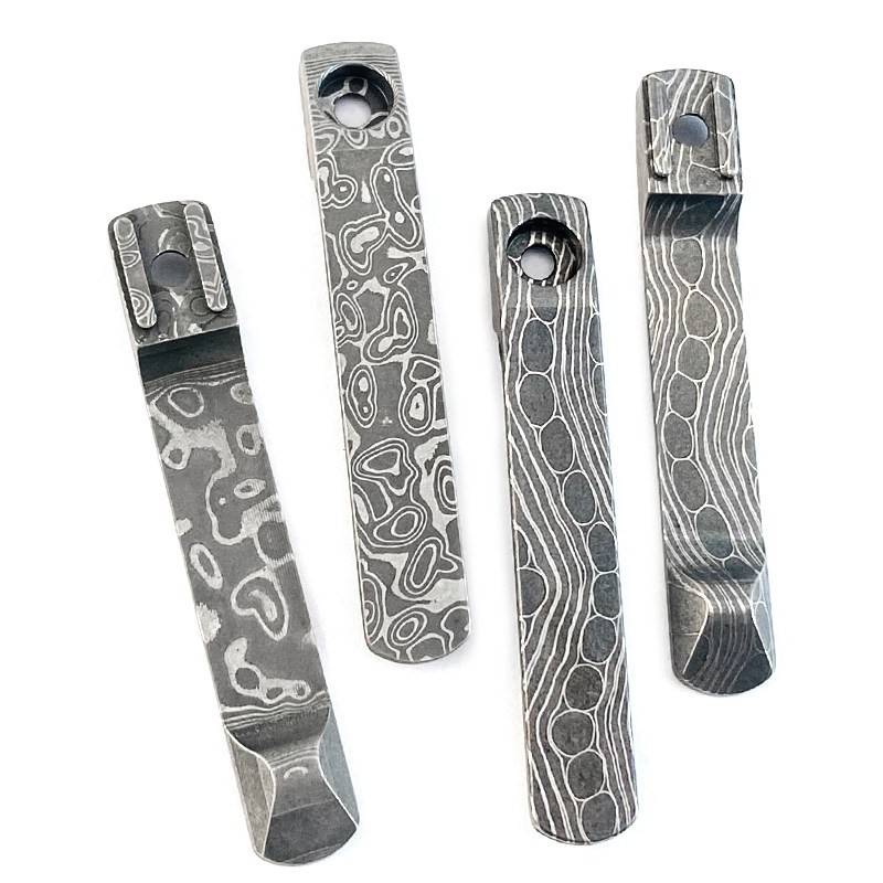 Damascus Steel CNC Pocket Clip for Spyderco Para 3 Lightweight Manix 2 C223