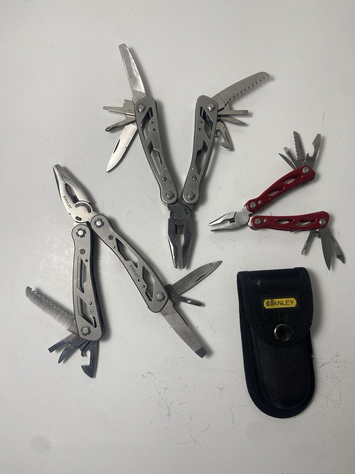 Lot of 3 Stanley Multi Tool Knives Pliers Saw Screwdriver Camping Work Hunting