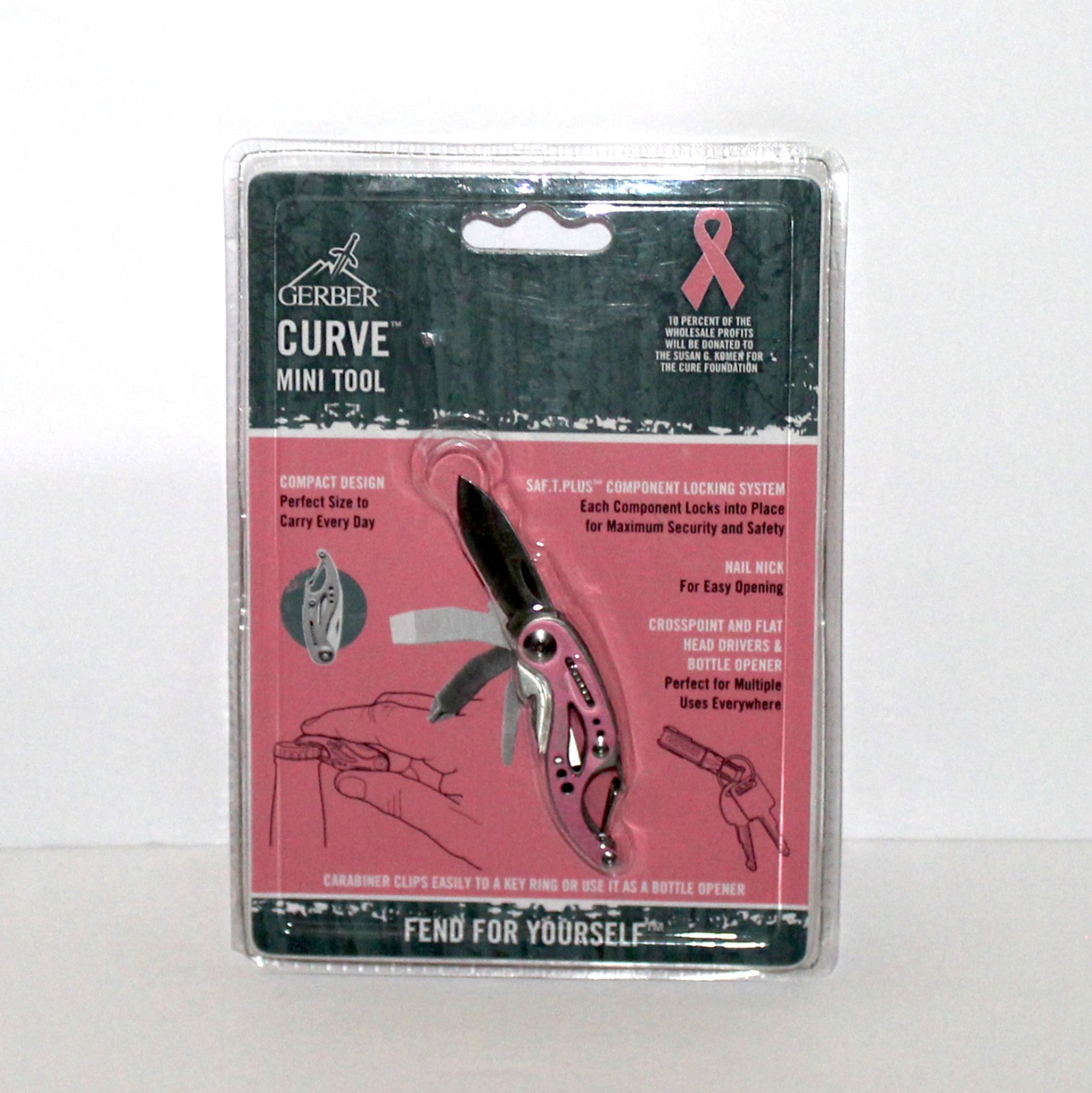 Gerber Curve Mini Tool Pink 6-in-1 pocket knife Keychain NEW Sealed