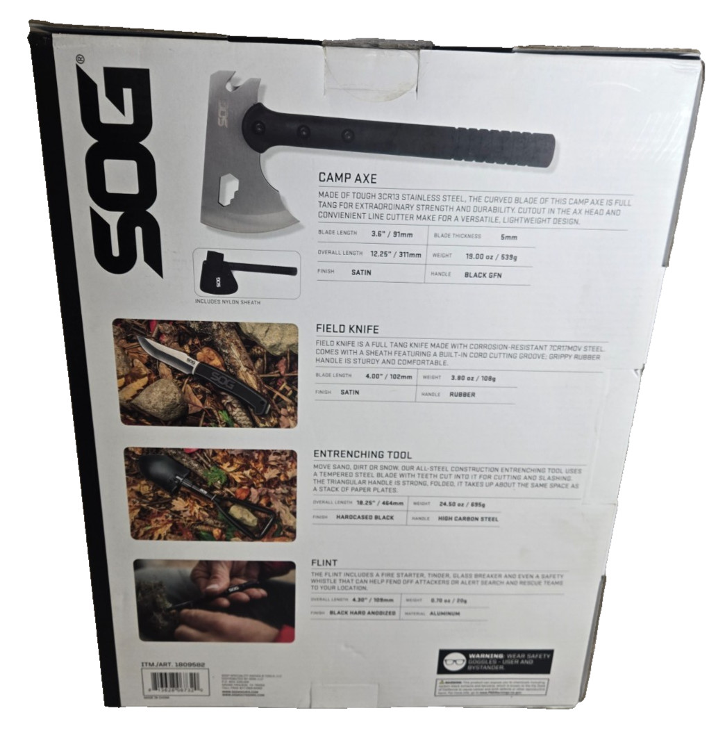 SOG Ultimate Camping Kit – Camp Axe, Field Knife, Entrenching Tool & Flint