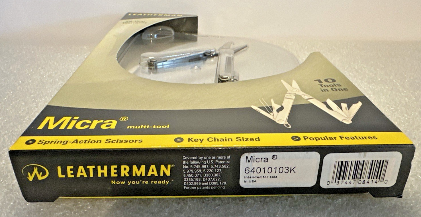 Leatherman Micra Multi-Tool Stainless Steel 10 Tools in One 2004 VTG New Sealed