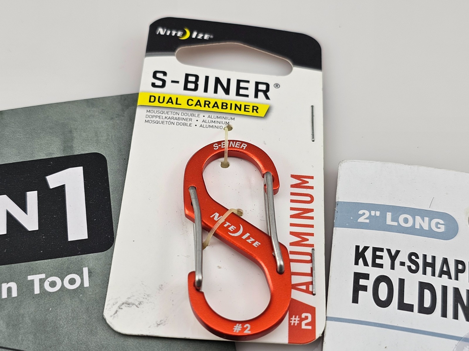 4-in-1 Keychain Tool & Nite Ize S-Biner #4 Aluminum, & Key Folding Knife 66837