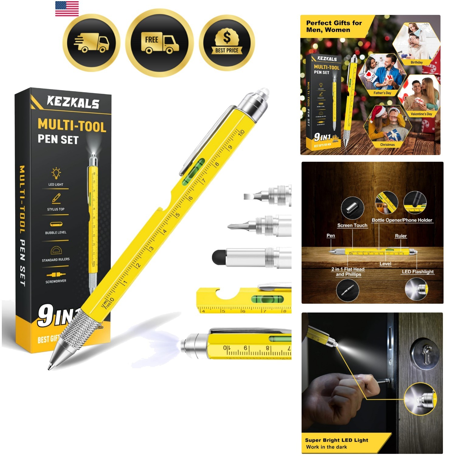 Easter Gifts for Men, 9 in 1 Multitool Pen, Easter Basket Stuffers, Anniversa…