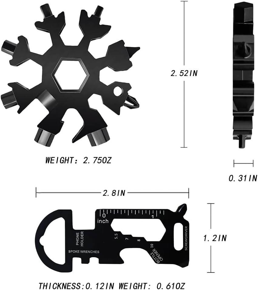 18 in 1 Snowflake Multitool & 8 in 1 Card Tool Stocking Stuffers Men Christmas
