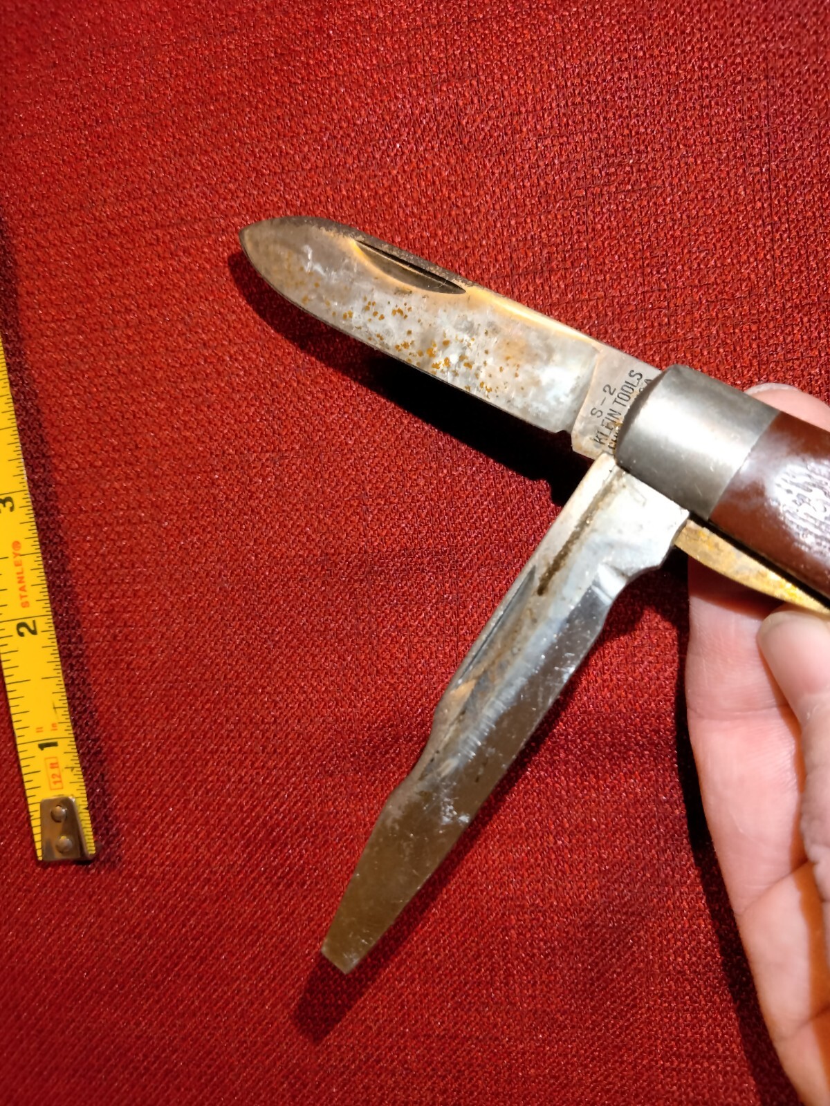 Klein Tools S-2 USA multi-tool knife & locking screwdriver, working, light rust