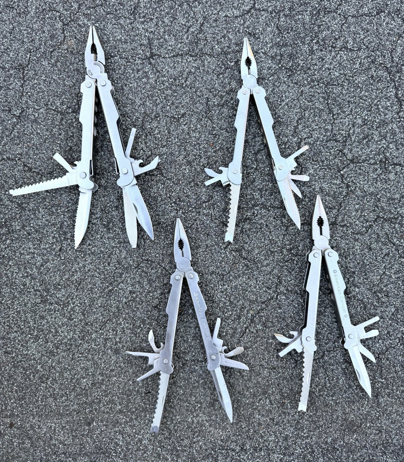 Vintage American Camper Multi-Tools, Lot of 4, Pocket Knife Pliers Screwdriver