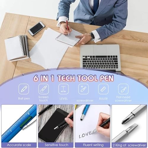 36 Pcs 6-in-1 Multitool Tech Pen Set – Ruler, Level, Screwdriver, Touch Screen,