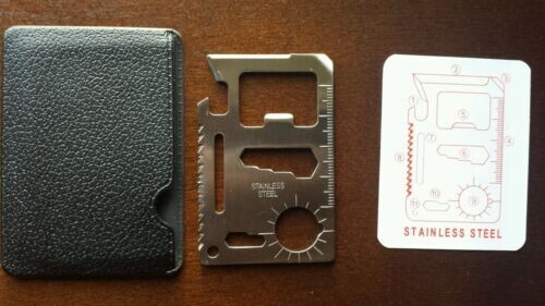 11 in1 Multi Tool Hunting Survival Camping Metal Credit Card Knife Travel A13