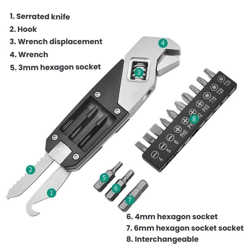 Destornillador Hexagonal 8 en 1 – Herramienta EDC Plegable con Llave de Acero